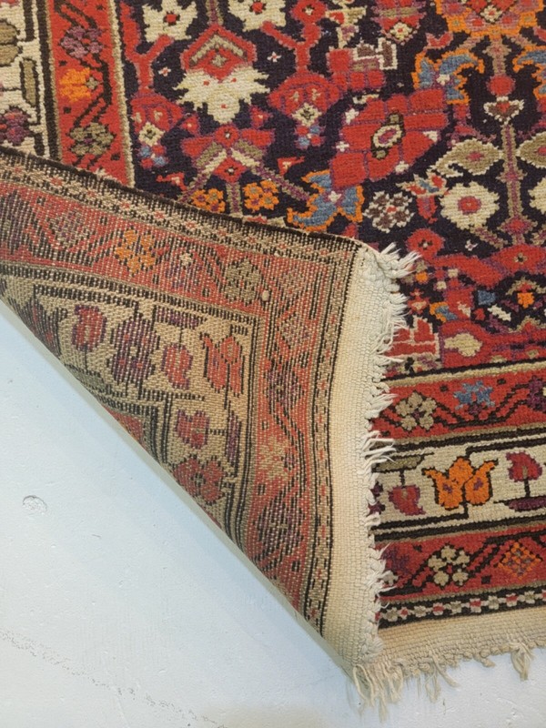 Antique Oriental Hand-Knotted Wool Runner Malayer Rust/Ivory/Blue 3'5" x 16'4" gallery