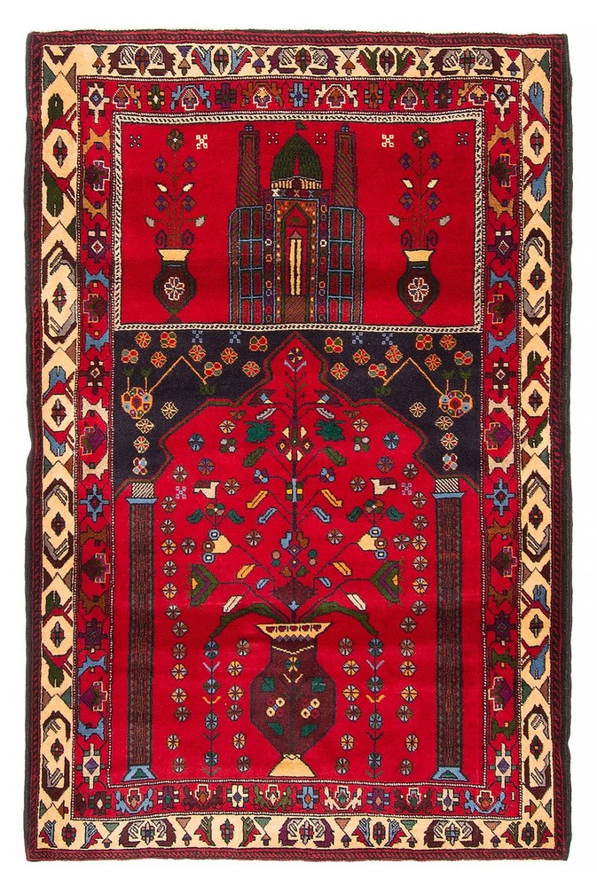 Vintage Traditional Hand-Knotted Area Rug 3'4" x 5'1" Oriental Wool Carpet