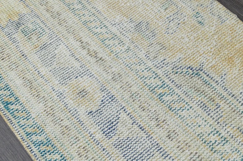 Vintage Turkish Runner Rug 2x5ft Wool Anatolian Handmade Hallway Oushak BEIGE gallery