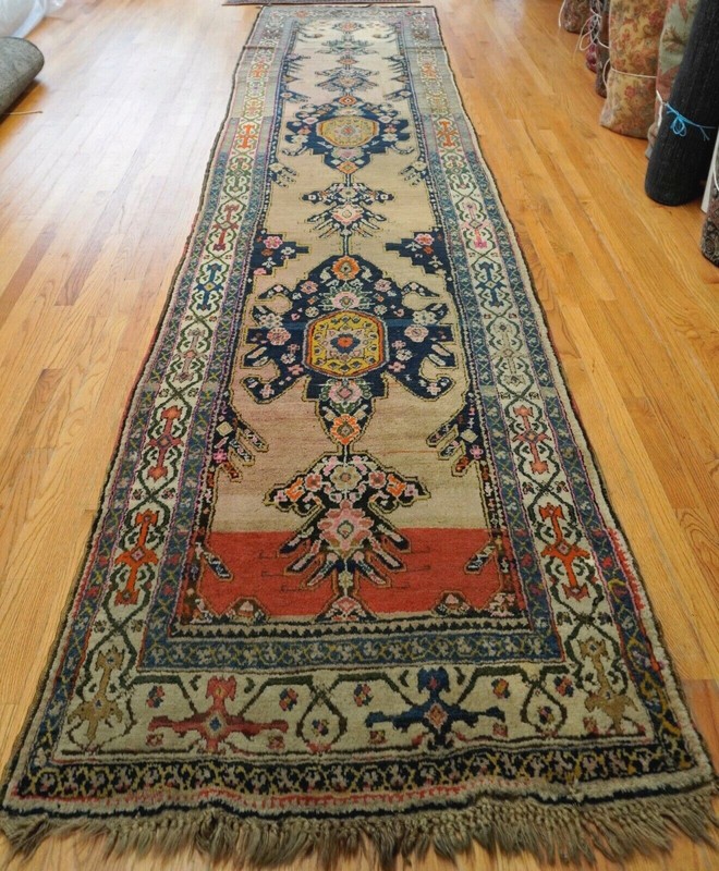 Antique Caucasian Gharah-bagh Runner Hand Knotted Wool Hallway Rug 3'6" x 16' gallery