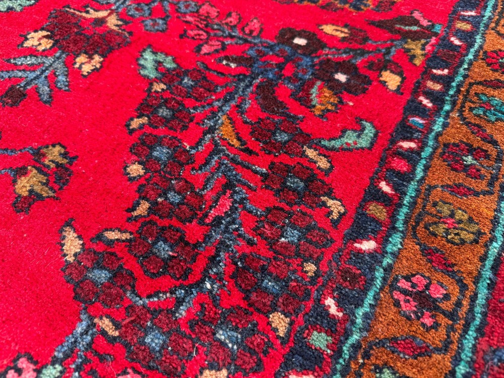 3x12 VINTAGE RUNNER RUG handwoven antique oriental handmade fine red blue 3x13