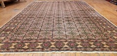 Natural Dye Cr1960-1980s Vintage Wool Pile, Rose Patterned Bunyan Rug 6’4″×9’3″
