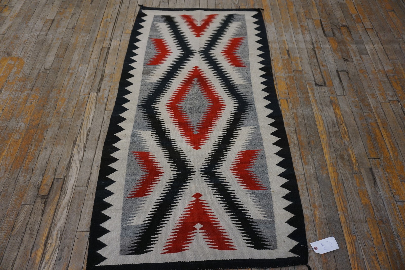 3'x5' Classic Native American Design Antique Navajo Flat Weave Rug gallery
