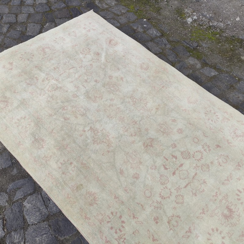 Oushak Vintage Area Rug 3.84 x 6.1 ft , 4x6 Handmade soft Wool Rug 117 x 186 cm gallery