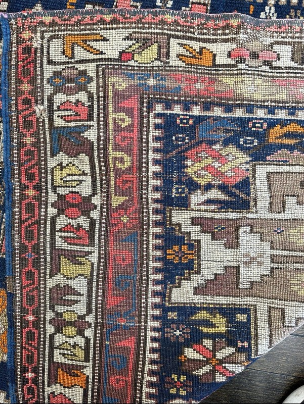Authentic Antique Caucasian Shirvan Rug C.1910 3’2x4’7 Bold Geometric Design gallery