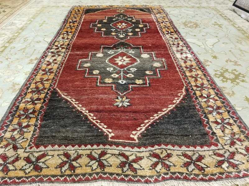 Rare Primitive Cr1930-1939s Antique Multi-Colored Wool Pile Tribal Rug 4x7ft gallery