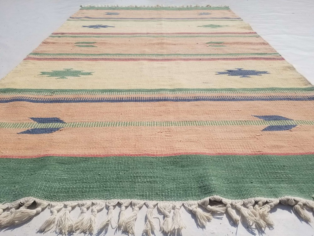 Distressed Vintage Handmade Traditional Multicolor Kilim Rug Carpet 182x113cm