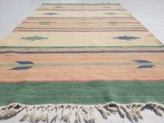 Distressed Vintage Handmade Traditional Multicolor Kilim Rug Carpet 182x113cm