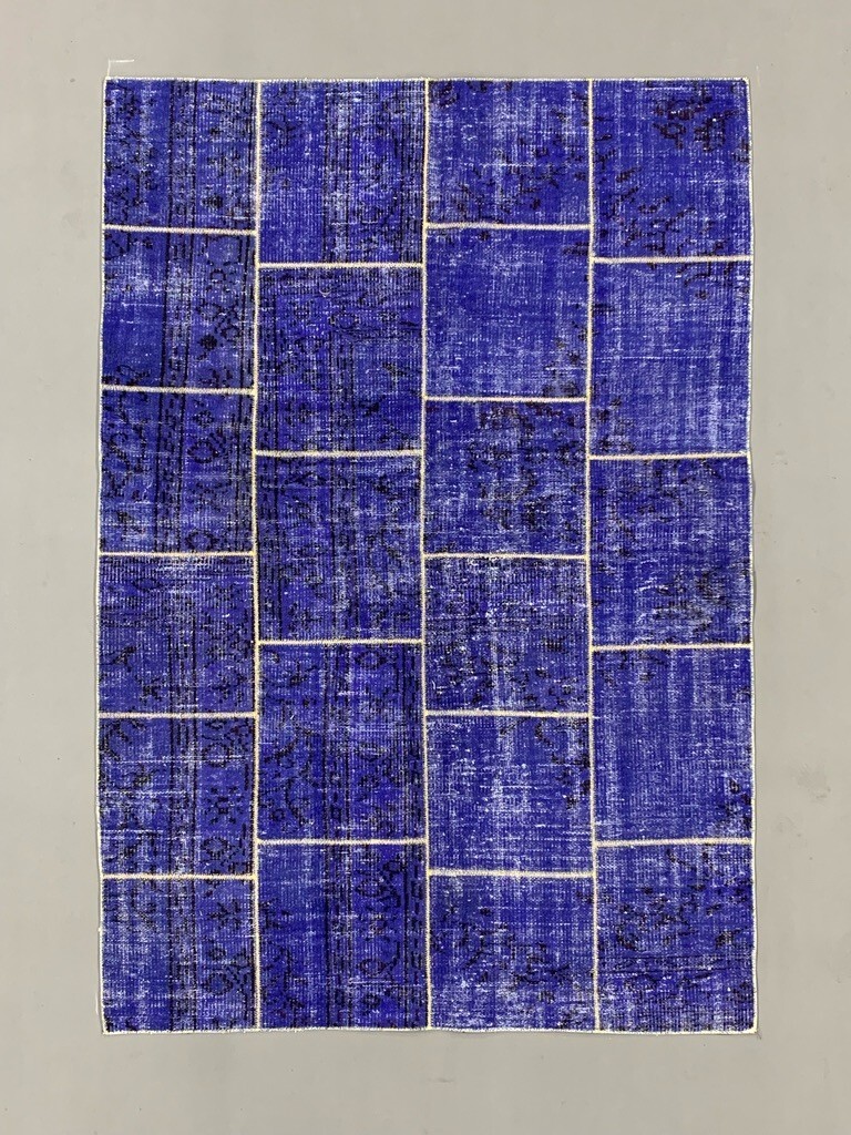 Distressed Vintage Turkish Patchwork Rug 218x151 cm Wool Medium gallery