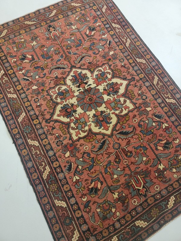 Antique Oriental Hand-Knotted Wool Area Rug Terracotta/Beige 4' x 6' gallery