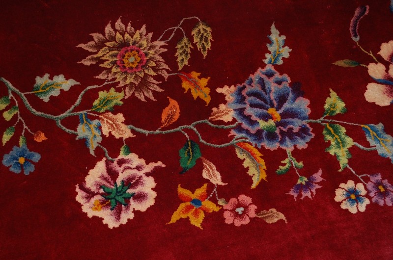 c1930s ANTIQUE MINT ART DECO RARE SIZE CHINESE NICHOLS RUG 8.8x11 SQUARISH SIZE gallery