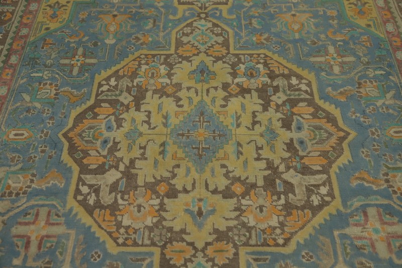 Distressed Blue Traditional Area Rug 6x10 ft Hand-knotted Wool Vintage Carpet gallery