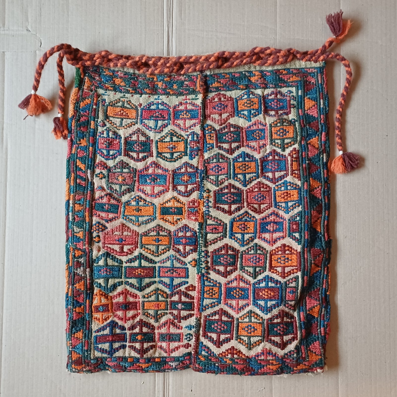 Vintage Shahsavan hand woven bag chanteh fabulous colours excellent condition gallery