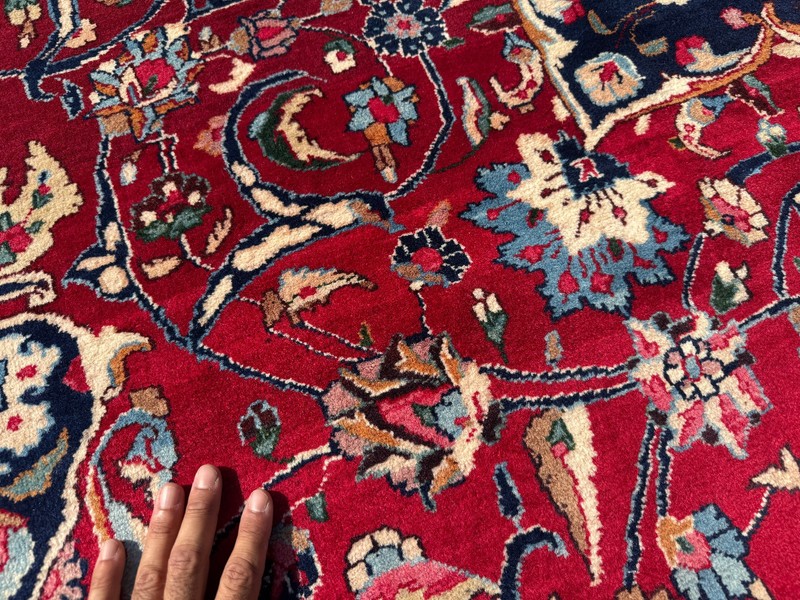 RED VINTAGE RUG 10x13 ANTIQUE hand-knotted handmade BLUE oriental 9x12 10x14 ft gallery