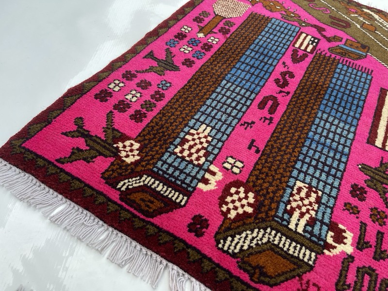78x59 Cm War rug 9/11 twin towers Wool War Rug Afghan War Rug Handicrafts #314 gallery