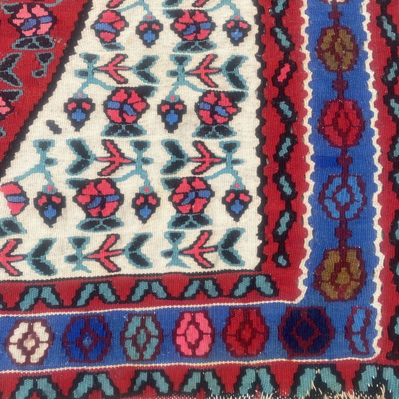 Vintage Kurdish Kilim Hand Woven Wool Rug 42”x 61” gallery