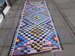 Vintage Traditional Hand Made Oriental Cotton Blue Red Large kilim 295x127cm