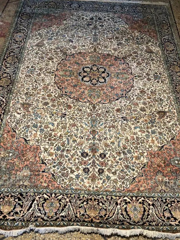 11x8 ft COLLECTORS ITEM Vintage Stunning Natural Silk Fine Quality Hereke Carpet gallery
