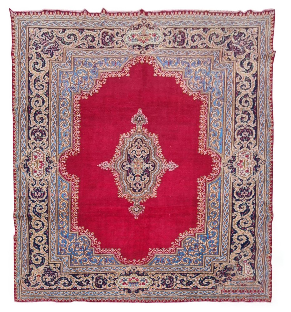 Genuine Hand Knotted Vintage Qirmoun Wool Area Rug 13 x 9 Ft