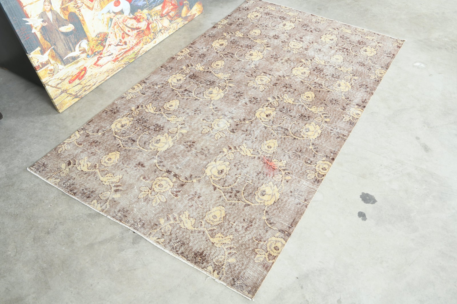4x7 Turkish Antique Rug Anatolian Hand-Knotted Vintage Oushak Small Carpet,1488 gallery