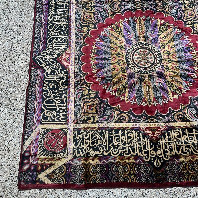Antique 55” X 90” Velvet Moroccan Oriental Rug, Tablecloth Wall Tapestry Vintage gallery