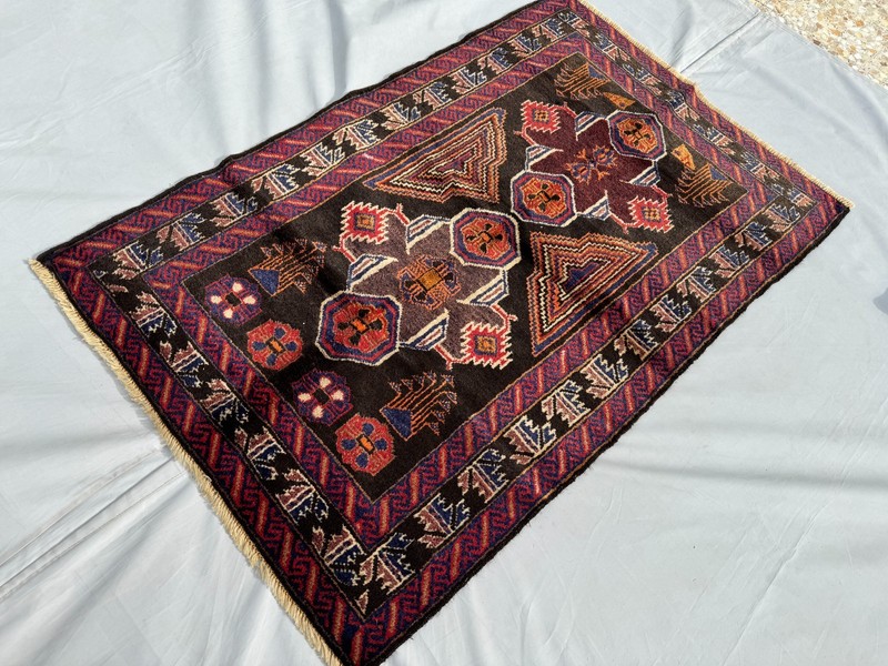 3x4 Ft Antique Afghan Handmade Baluchi Area Rug Tribal Geometric Oriental Carpet gallery