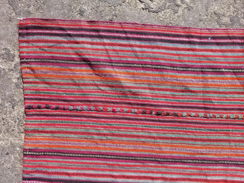 Vintage Traditional Handmade Striped Oriental Multicolor Kilim 87x87 inches gallery