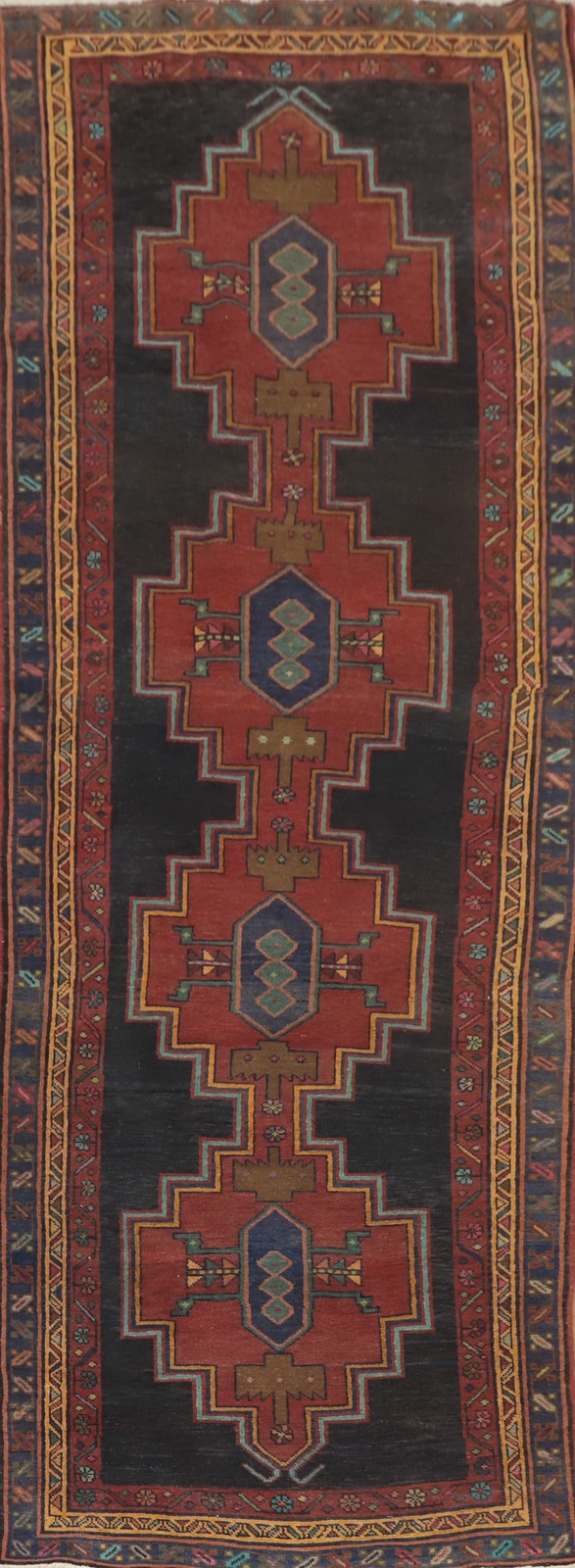 Handmade Wool 13' Runner Rug Traditional Geometric 4x13 Vintage Hallway Carpet gallery