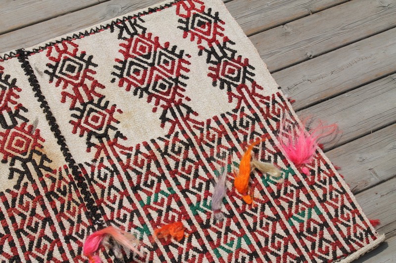 Turkish Rug 2x2 Woven Konya Decorative Cicim Wool Kilim 63x80cm Multi Color gallery