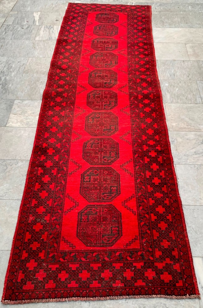 Vintage Turkoman Felpa Runner: Hand Knotted Wool Hallway Rug 3x10 ft