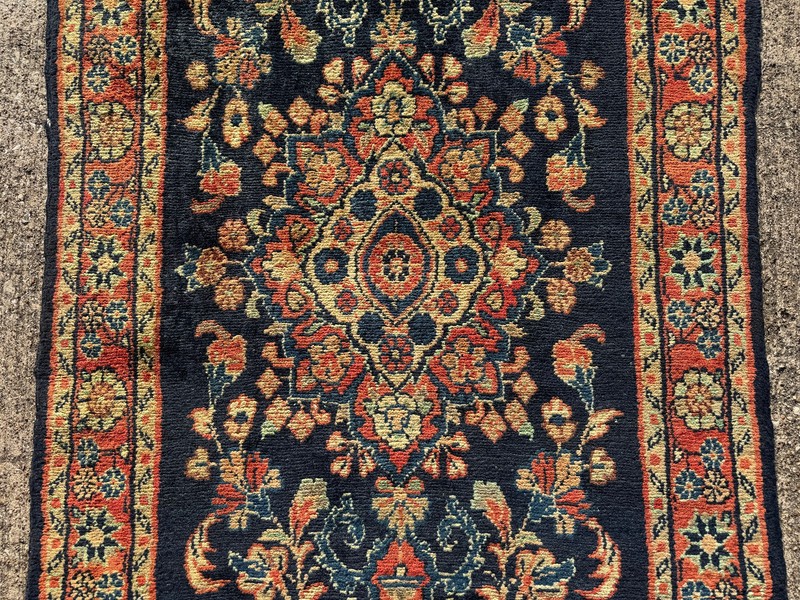 3x8 BLUE VINTAGE RUNNER RUG HAND-KNOTTED ANTIQUE ORIENTAL handmade navy real ft gallery
