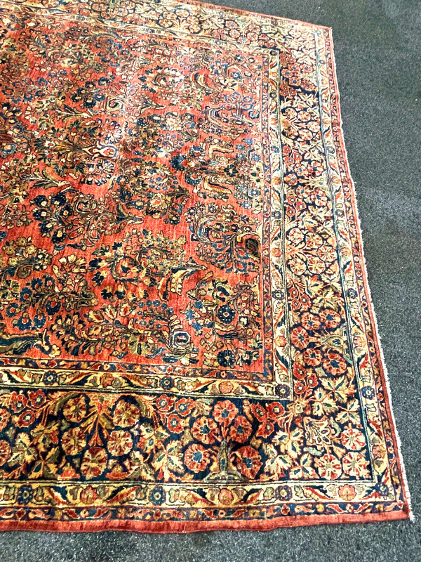 ORIENTAL ANTIQUE SAROUK KAZAK OUSHAK HERIZ RUG 9X11FT gallery