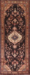 Vintage Floral Dark Brown Wool Lilihan Runner Rug 4×10 Hand-knotted Carpet
