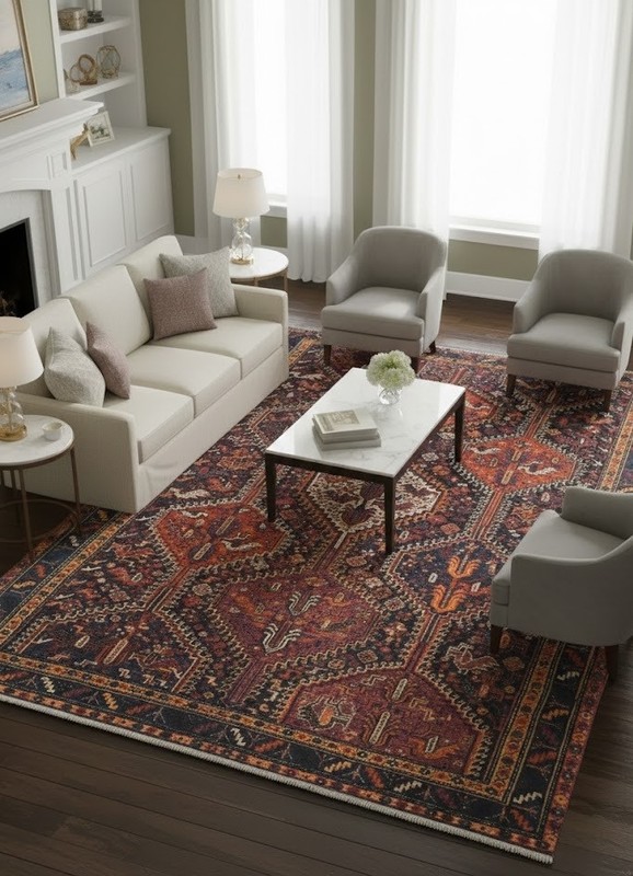 Hand-Knotted Semi-Antique Tribal Wool Rug Oriental Home Decor Carpet 5X8 ft gallery