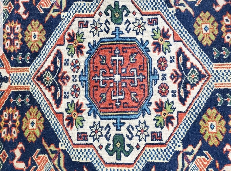 VINTAGE TRIBAL KURDISH RUG WITH ANIMALS AND WOOL FRINGE gallery