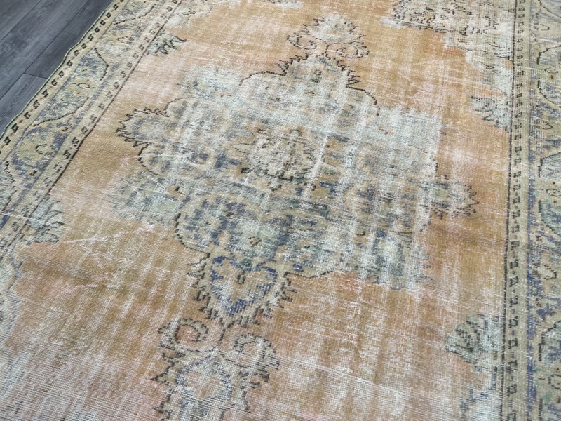 Orange Large Rug, Muted Rug, Pale Rug, Oriental Rug, Handmade Rug, 6.3 x 9 ft gallery