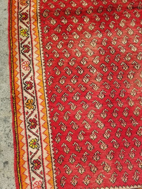 Vintage Distressed Hand Made Traditional Oriental Wool Red Rug 195x124cm gallery