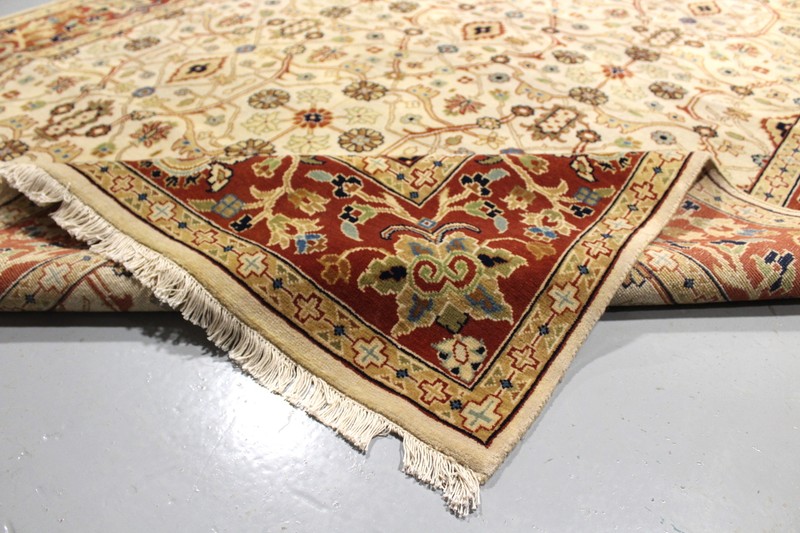 Oriental Neutral Turkish 5' 6" x 7' 10" Cream Handmade Area Rug gallery