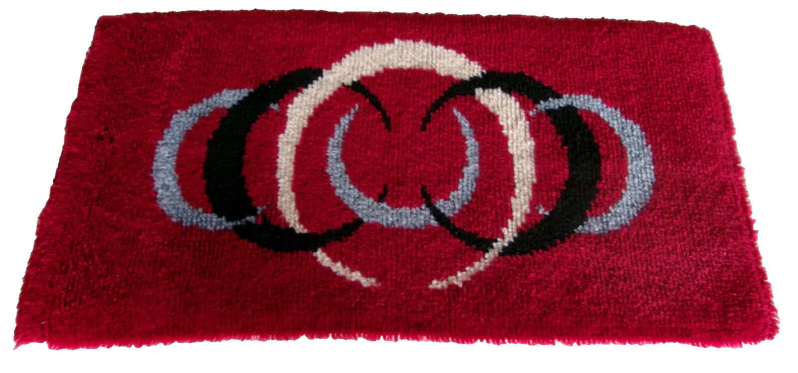 Original Vintage 1960s Mid Century Modern Abstract Tufted Danish Style Rug 42x21 gallery