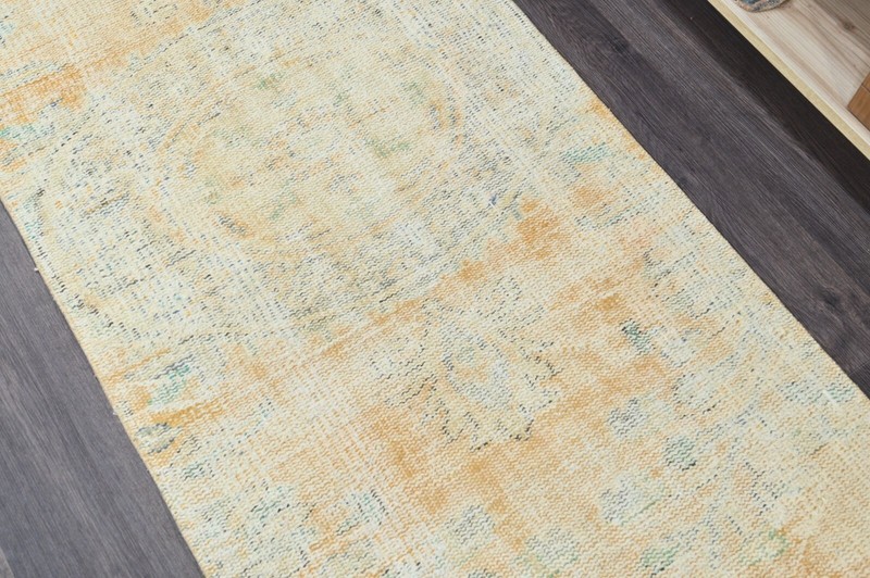 Vintage Turkish Runner Rug 2x10ft ORANGE Handmade Anatolian Oushak Hallway Wool gallery