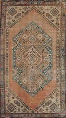 Semi-antique Geometric Traditional Hand-Knotted Rug 6×10 Wool Room Size Carpet