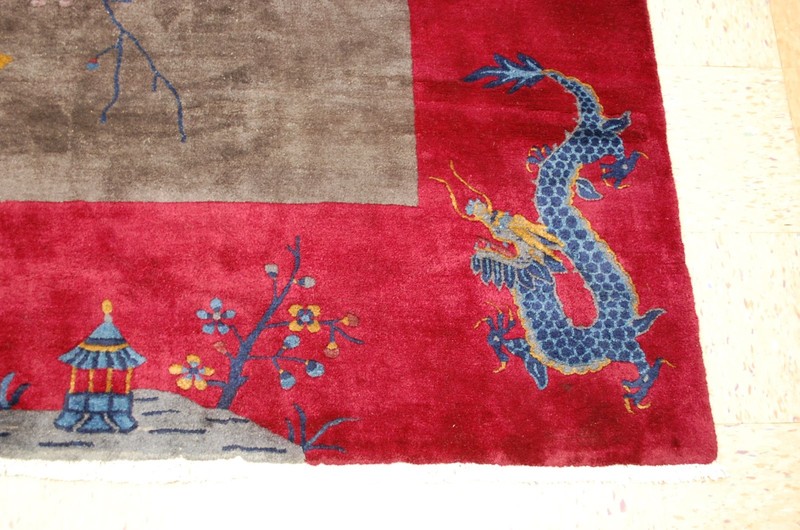 Circa 1910's ANTIQUE MINT ART DECO DRAGON DESIGN CHINESE RUG 9x11.5 ROOM SIZE gallery