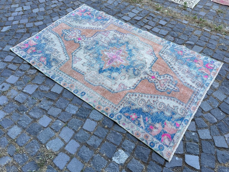 Home Decor Rug, Turkish Vintage Rug, Boho Decor Rug, Oushak 4,2 x 6,7 ft gallery