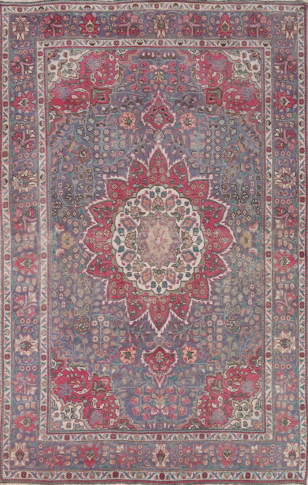 Vintage Traditional Floral Living Room Handmade Wool Rug 7x10 gallery