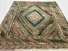 Vintage Stunning Natural Vegetable Dye Mishwani, Barjata Afghan Carpet