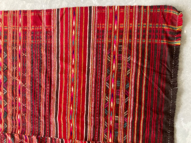 Vintage Traditional Handmade Turkmen Nomadic Wool Kilim Floor Rug 256x135cm gallery