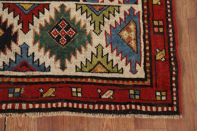 Antique Kazak Vegetable Dye 9 ft. Runner Rug Hand-knotted Russian 4'x9' Pre-1900 gallery