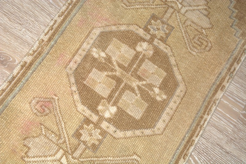 Beige Modern Decor Turkish Vintage Small Rug, 1'5x3'2 ft, Modern Geometrical gallery