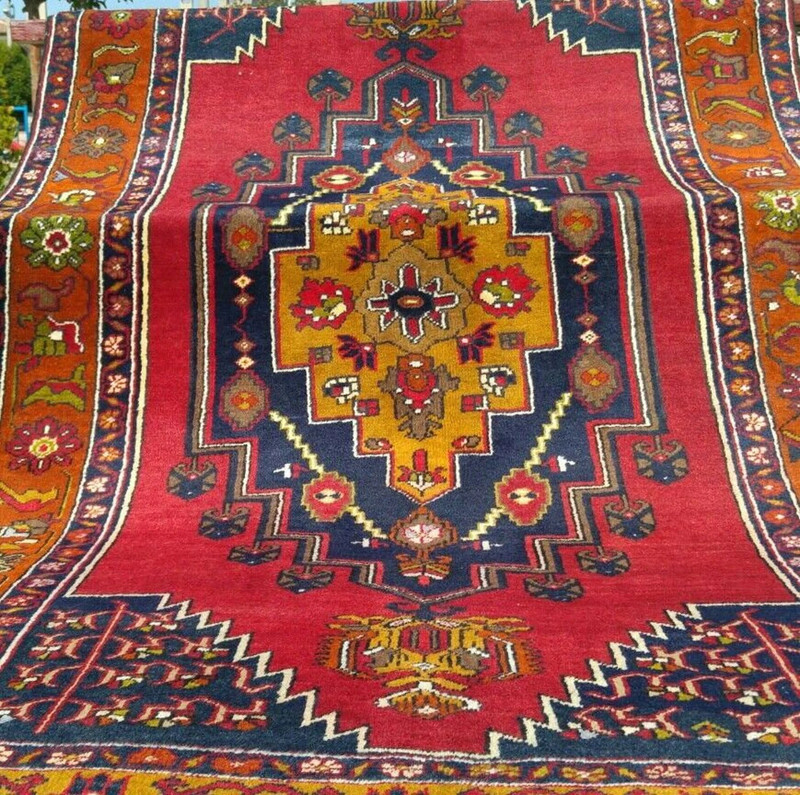 Exquisite Antique Multi-Colored Wool Pile Bohemian Area Rug 4'4"×8'10" gallery