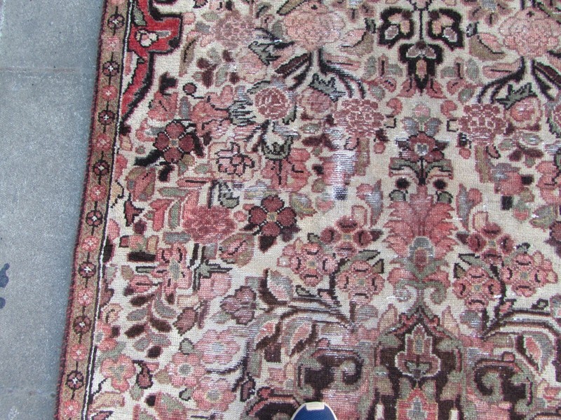 Shabby Chic Worn Vintage Hand Made Traditional White Wool Long Rug 288x120cm gallery
